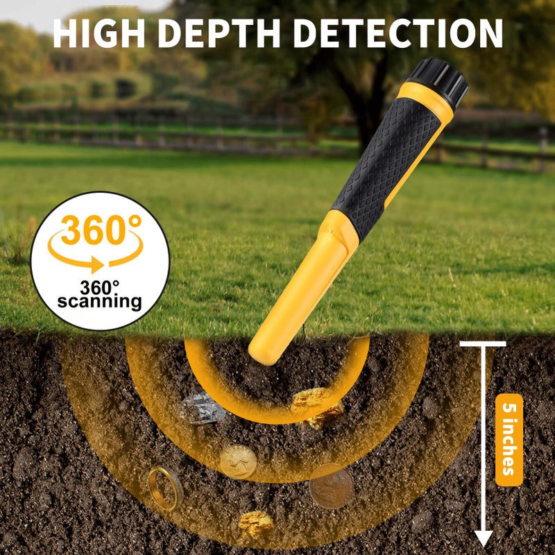 SAKOBS Metal Detector Pinpointer Wand: 5" Detection Depth, IP68 Fully Waterproof, Up to 66 Feet Underwater, 360Â°Detection Handheld Pin Pointer, 3 Modes (Buzzer, Vibration,Sound) for Adults & Kids - Image 2